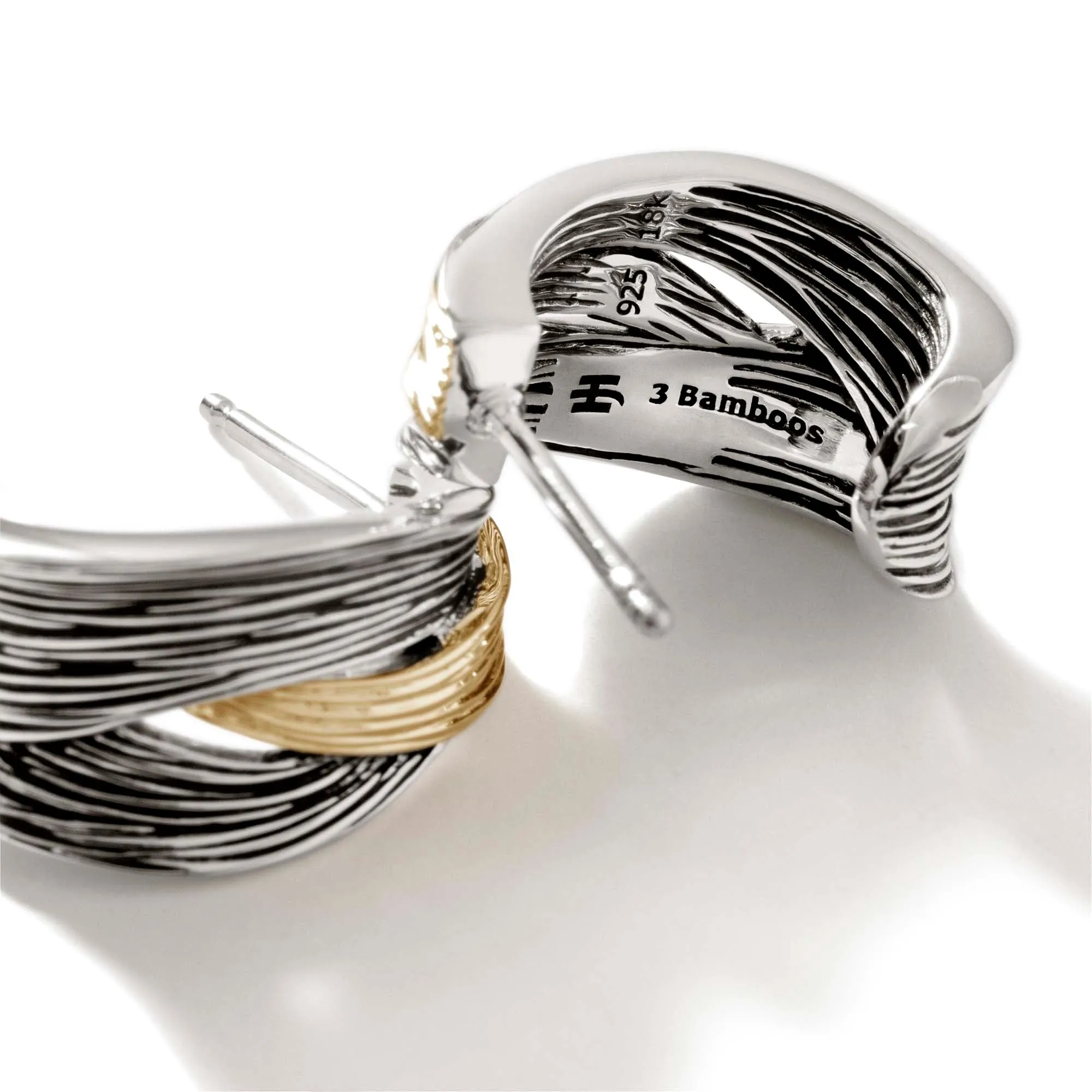 Bamboo J Hoop Earrings, Gold, Sterling Silver|EZ50108 sold by John Hardy product image thumbnail 2