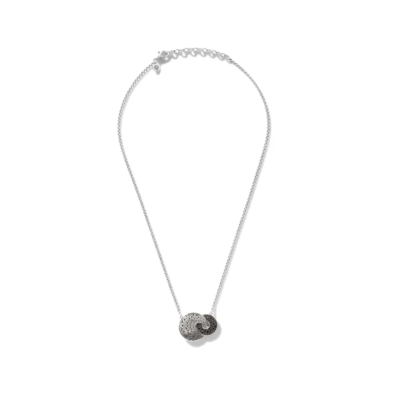 Carved Chain Pendant Necklace, Silver, Pavé|NBS9007374BLSBN sold by John Hardy