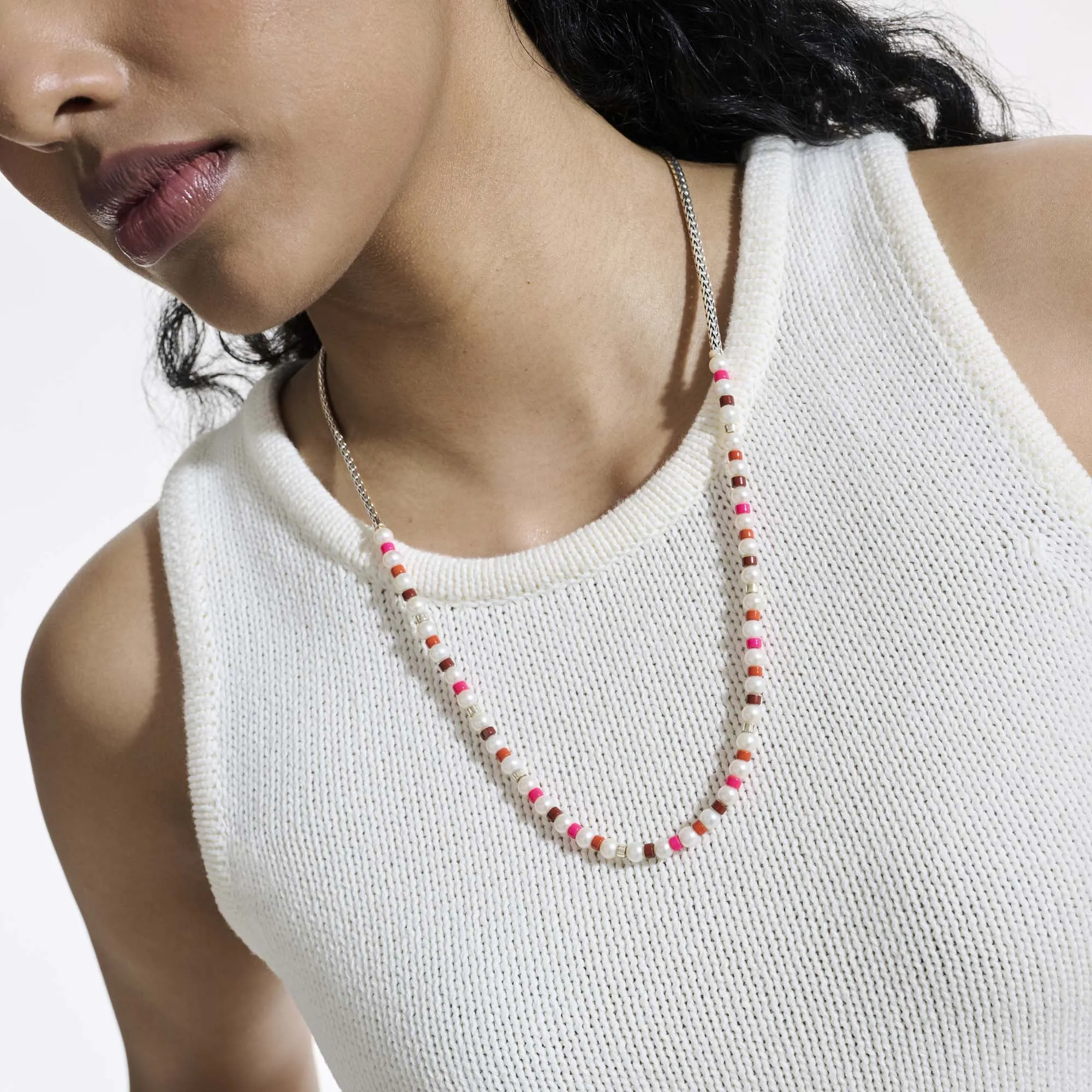 Colorblock Necklace, Silver, Pearl|NBS9011081PKORRJ sold by John Hardy product image thumbnail 5