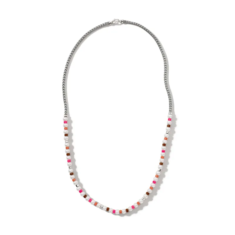 Colorblock Necklace, Silver, Pearl|NBS9011081PKORRJ made by John Hardy