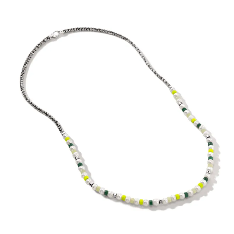 Colorblock Necklace, Silver, Pearl|NBS9011081YLGQZLM made by John Hardy