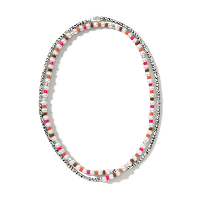 Colorblock Necklace, Silver, Pearl|NBS9011091PKORRJ made by John Hardy