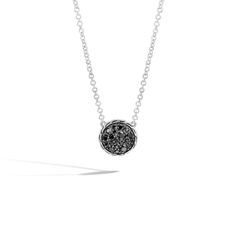 Carved Chain Pendant Necklace, Silver, Pavé|NBS903954BLSBN sold by John Hardy