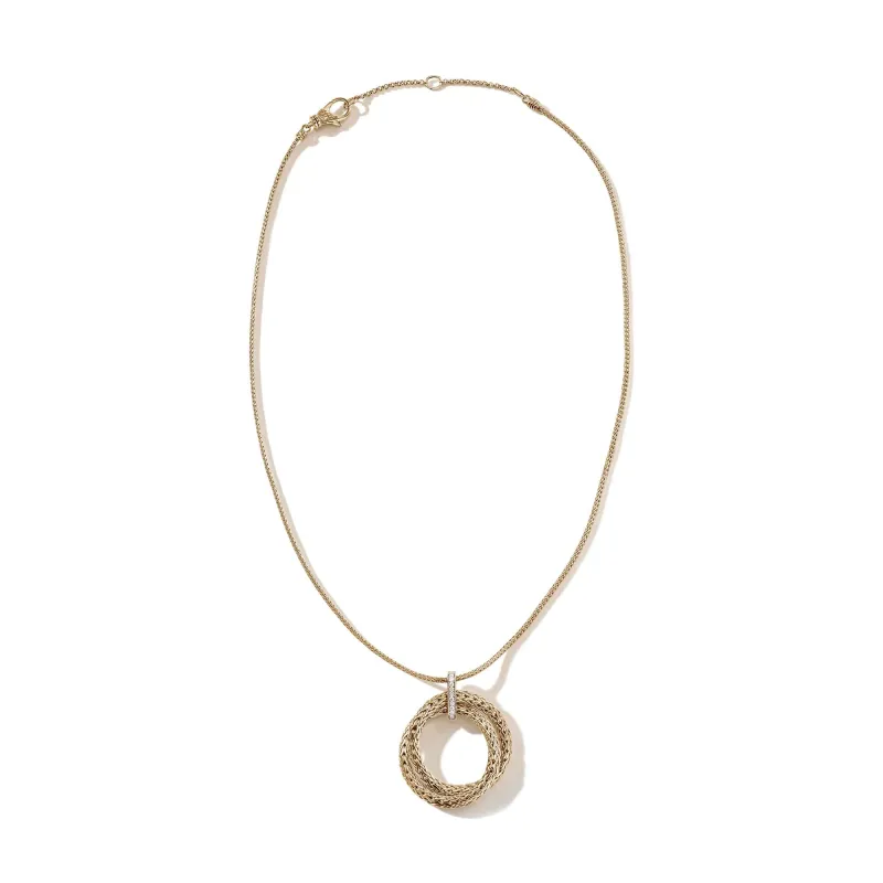 Soft Chain Pendant Necklace, Gold, Diamonds|NGX9009672DI sold by John Hardy