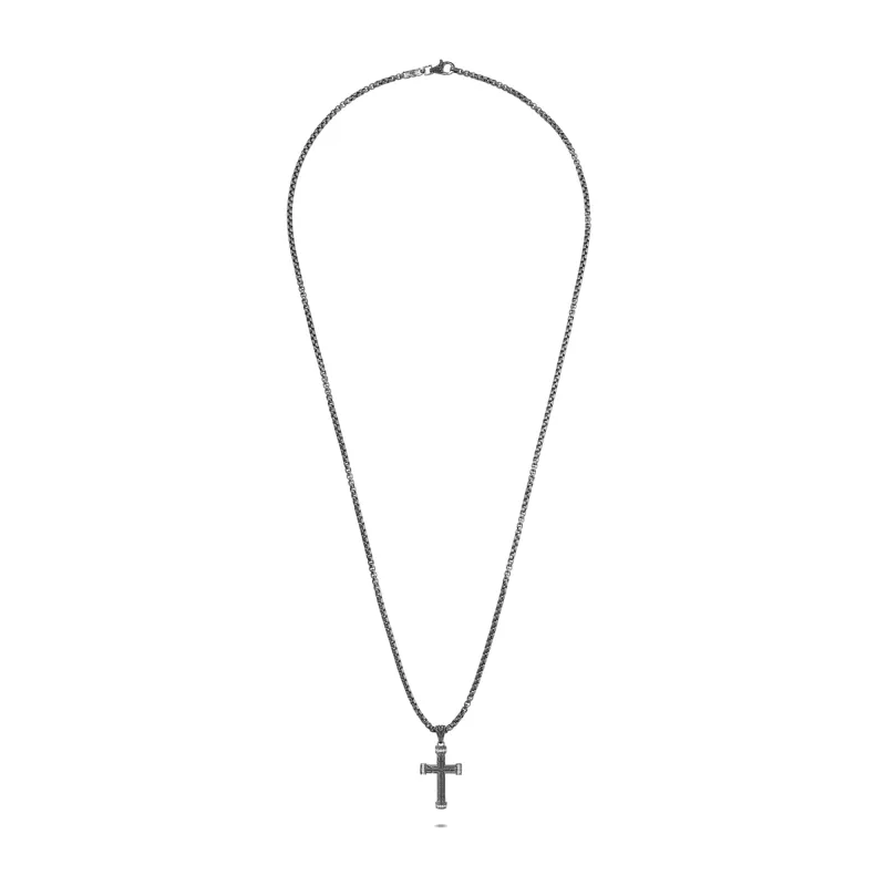 Cross Pendant Necklace, Dark Silver, Diamonds|NMP906162BHMBRDDI sold by John Hardy