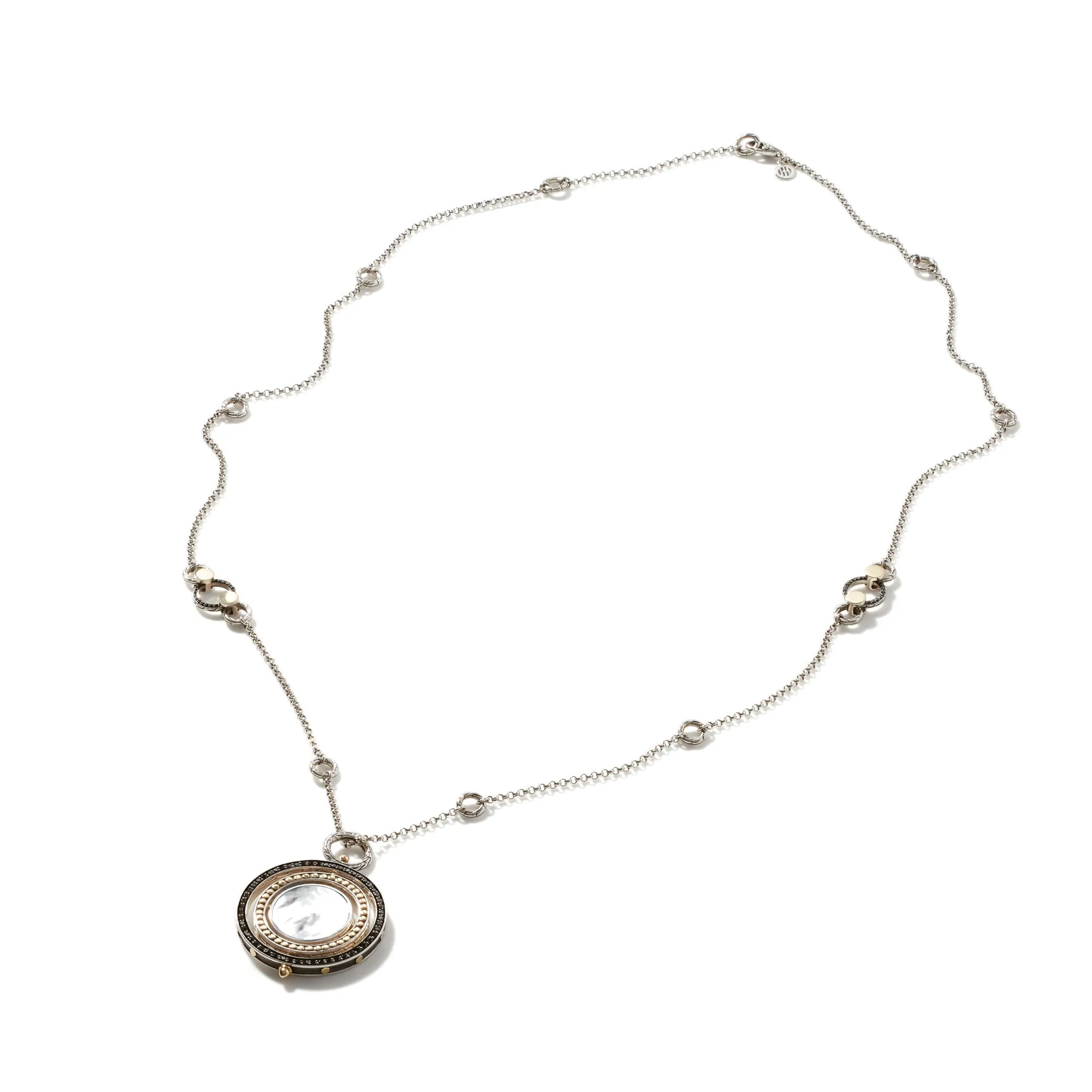 Moon Door Necklace, Silver, Gold, Pavé, Pearl|NZS301065MOP sold by John Hardy