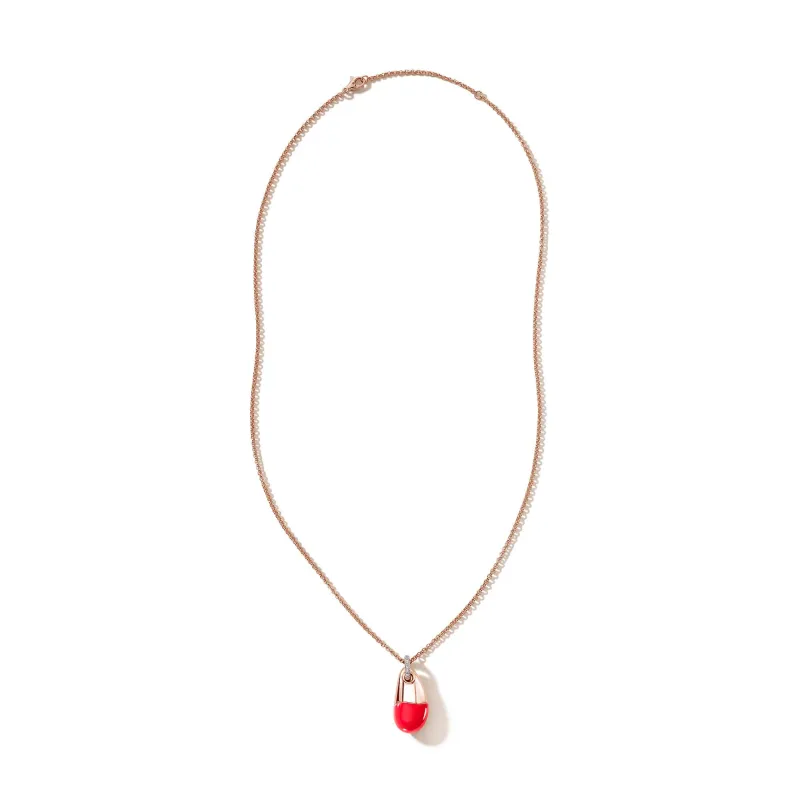 Pebble Necklace, Rose Gold, Silver, Diamonds|NZZP9011022RPKDI sold by John Hardy