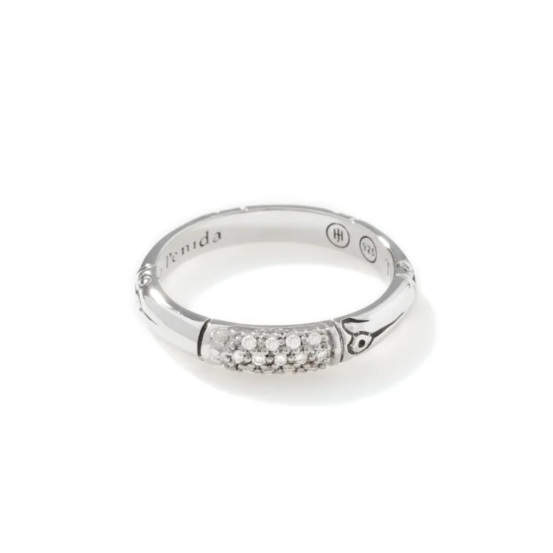 Bamboo Ring, Sterling Silver, Diamonds, Slim|RBP5055DI sold by John Hardy