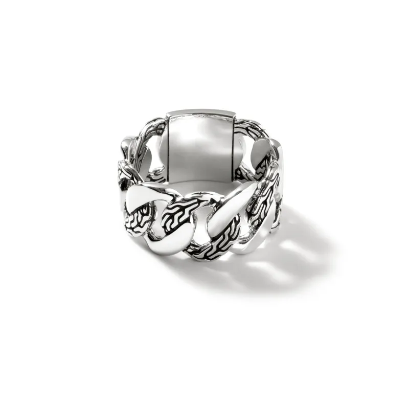 Curb Chain Band Ring, Sterling Silver, Wide|RM900806 sold by John Hardy