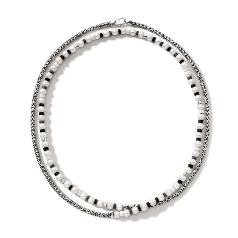 Colorblock Necklace, Silver, Pearl|NBS9011091BONHE made by John Hardy