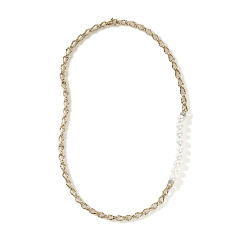 Surf Necklace, Gold, Diamonds, Pearl, 5.5MM|NGGX9010962DI sold by John Hardy