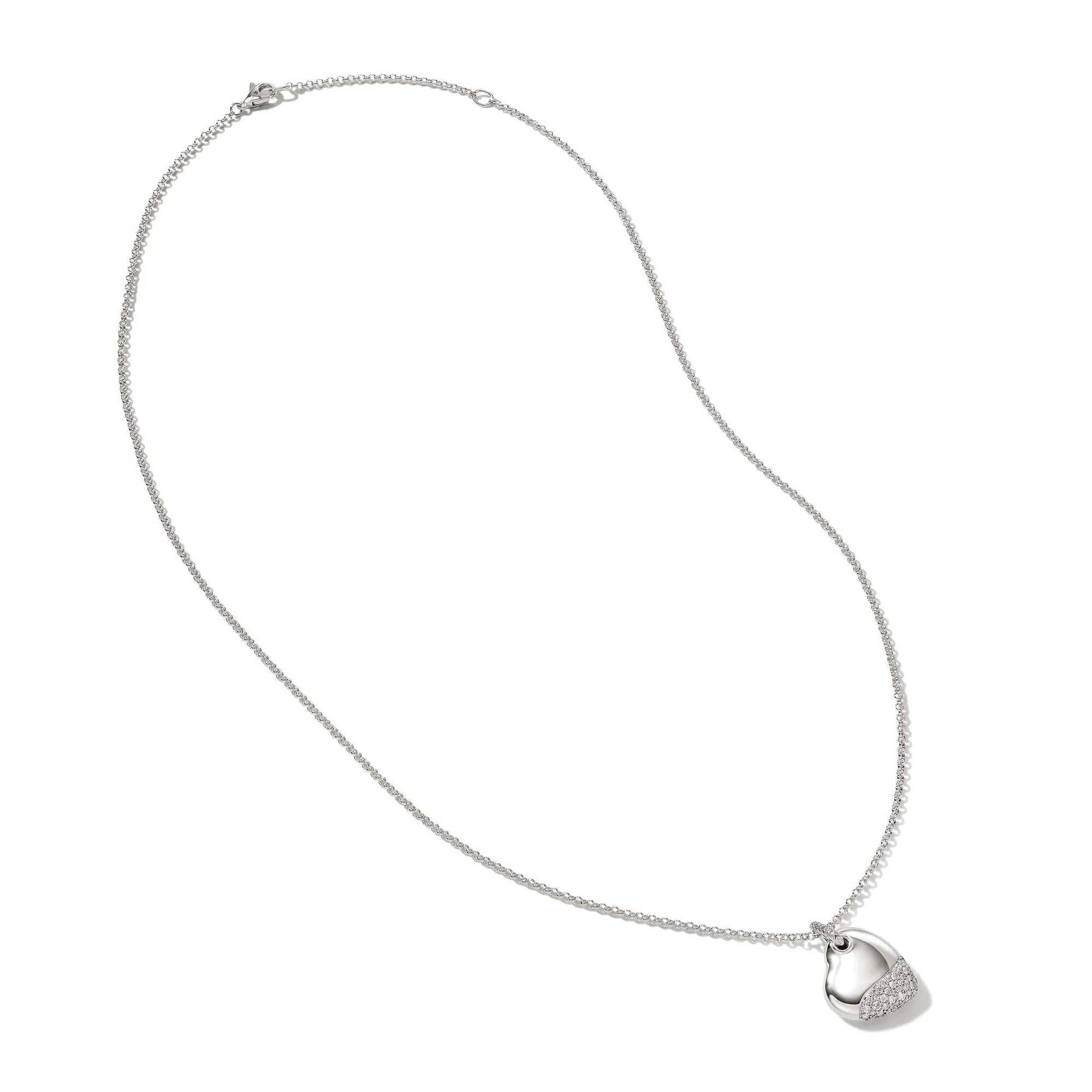 Pebble Heart Necklace, Silver, Diamonds, Large|NBP9012452DI sold by John Hardy product image thumbnail 3