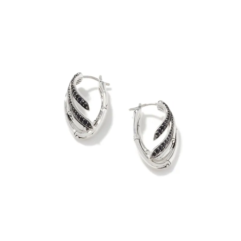 Bamboo Pavé Hoop Earrings|EBS500674BLS sold by John Hardy