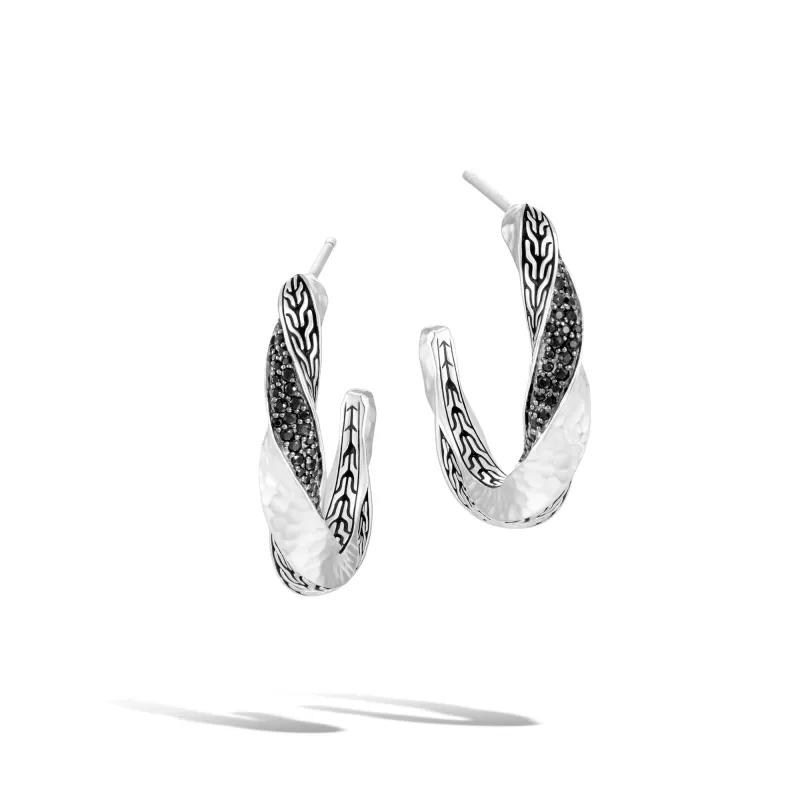 Twisted Pavé Hoop Earrings|EBS9003354BLSBN sold by John Hardy