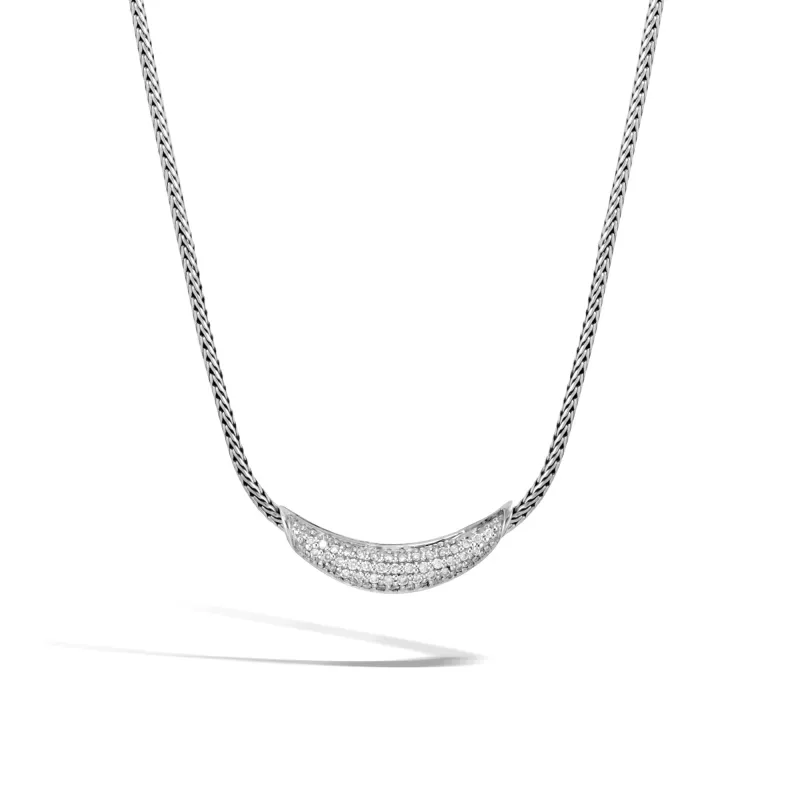 Classic Chain Pavé Crescent Necklace|NBP900402DI sold by John Hardy