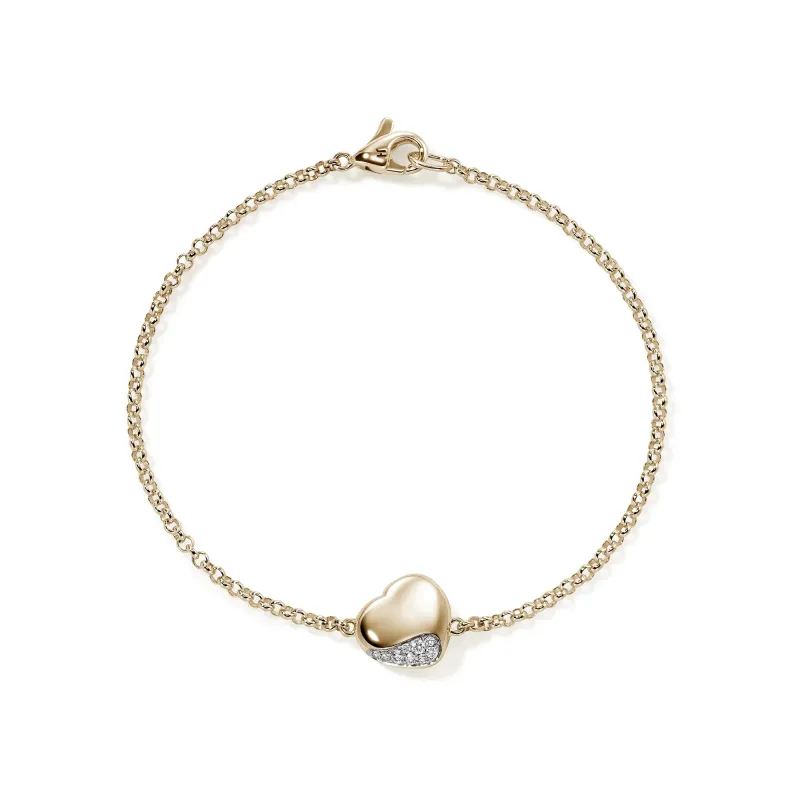 Pebble Heart Bracelet, Gold, Diamonds|BUGGX926702DI sold by John Hardy