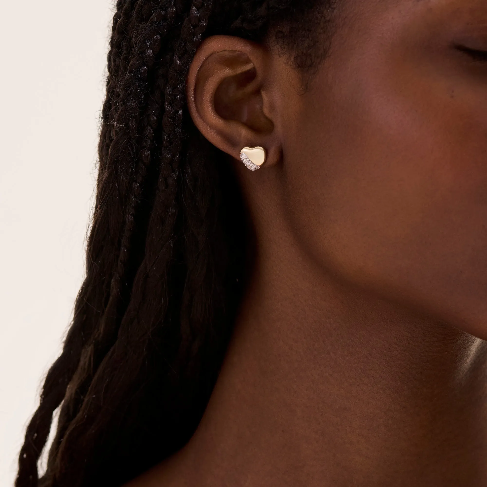 Pebble Heart Stud Earrings, Gold, Diamonds|EGGX9012342DI sold by John Hardy product image thumbnail 5