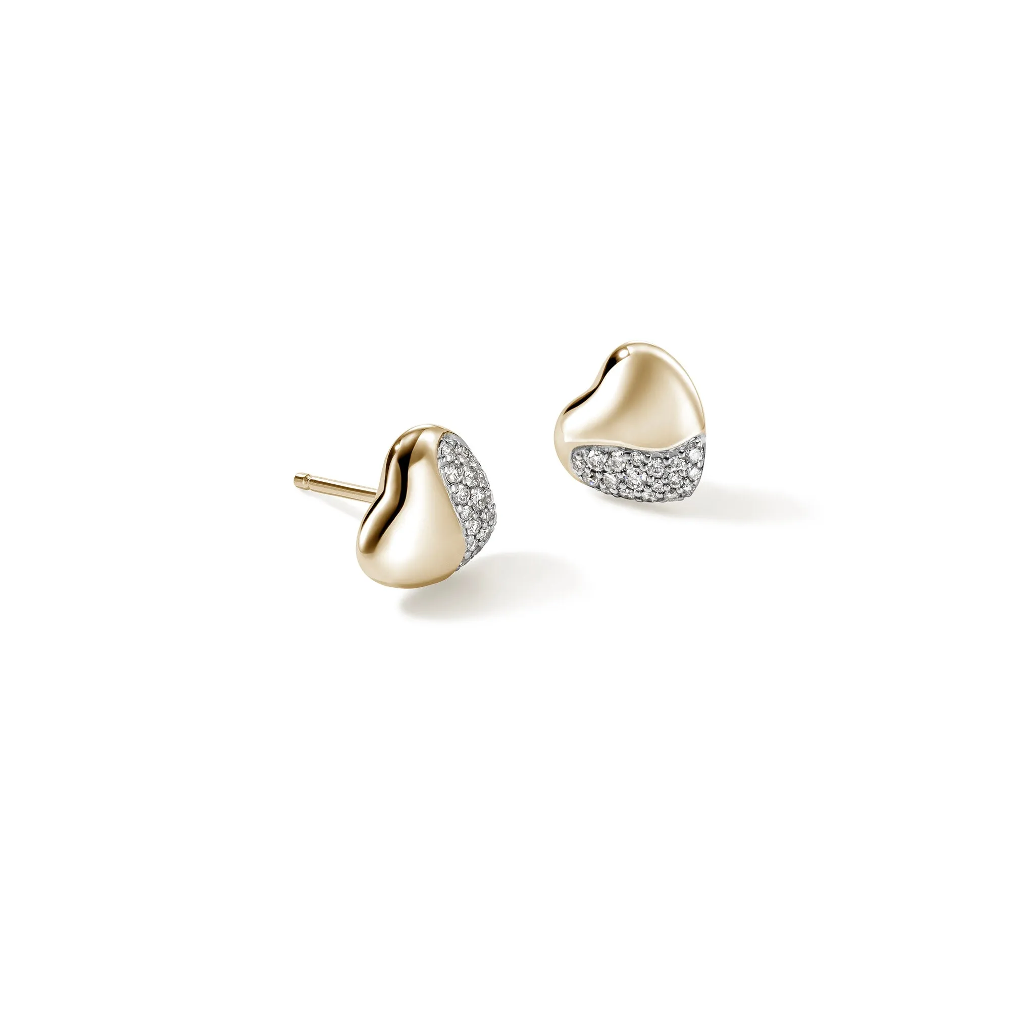 Pebble Heart Stud Earrings, Gold, Diamonds|EGGX9012342DI sold by John Hardy product image thumbnail 3