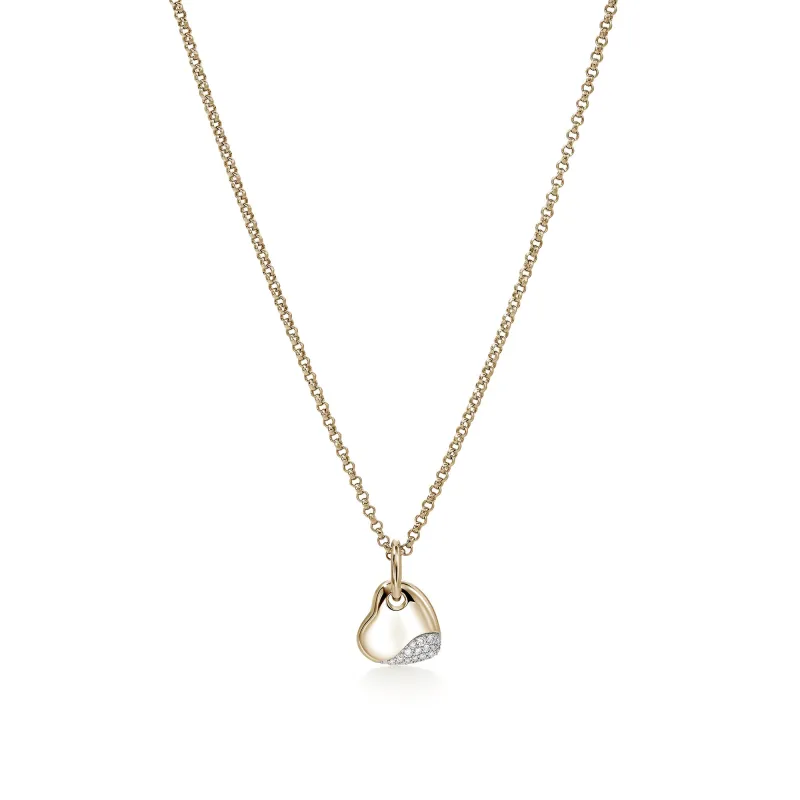 Pebble Heart Necklace, Gold, Diamonds, Small|NGGX986732DI sold by John Hardy