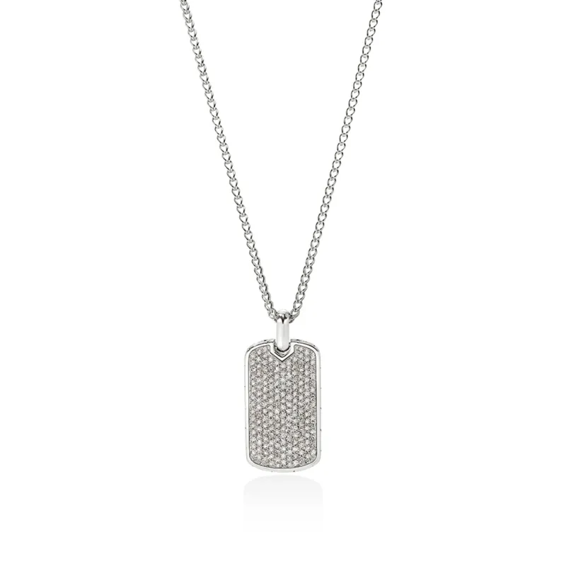 Tag Necklace, Sterling Silver, Diamonds, 2MM|NMP9011322DI sold by John Hardy