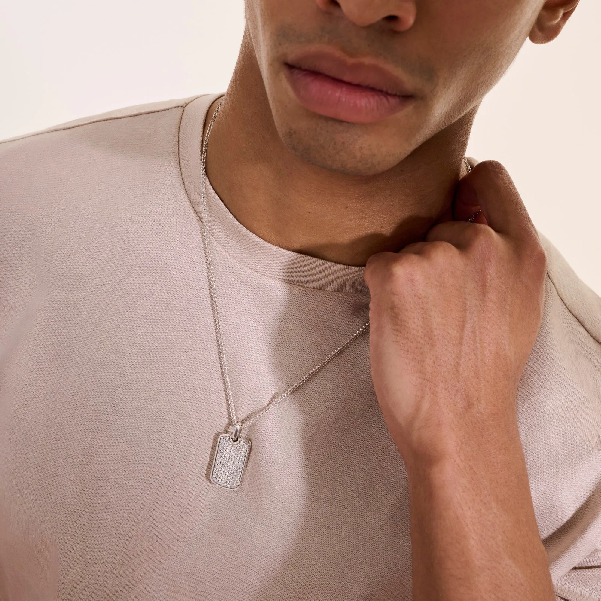 Tag Necklace, Sterling Silver, Diamonds, 2MM|NMP9011322DI sold by John Hardy product image thumbnail 5