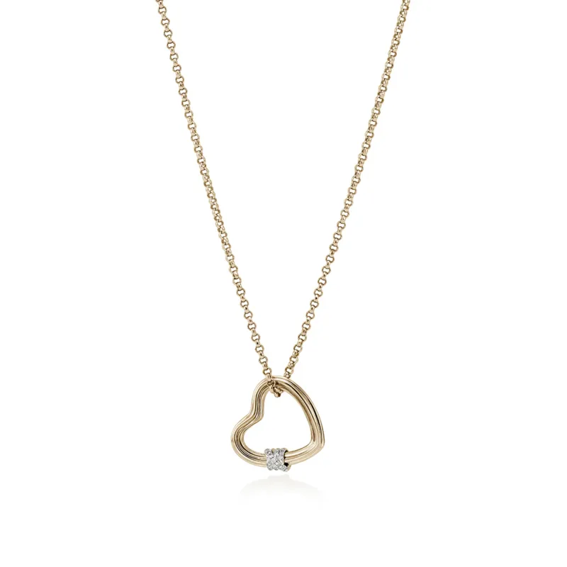 Bamboo Heart Necklace, Gold, Diamonds|NGGX501142DI sold by John Hardy