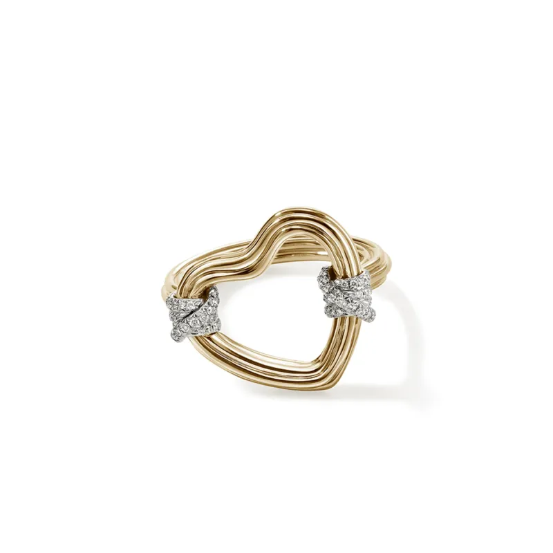 Bamboo Heart Ring, Gold, Diamonds|RGGX501152DI sold by John Hardy