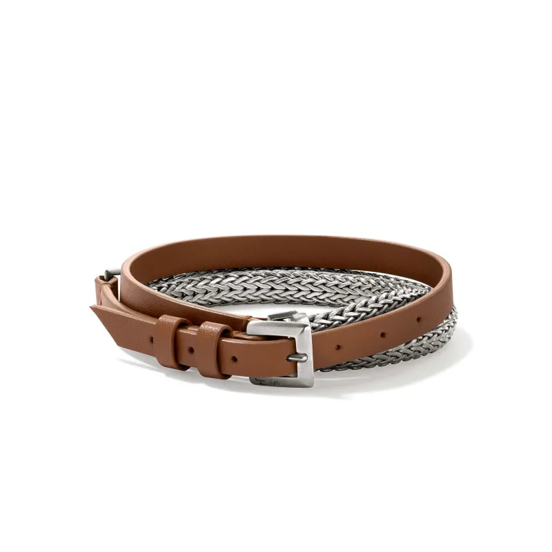 Icon Wrap, Sterling Silver, Leather, 6.5MM|BU9010477TN sold by John Hardy