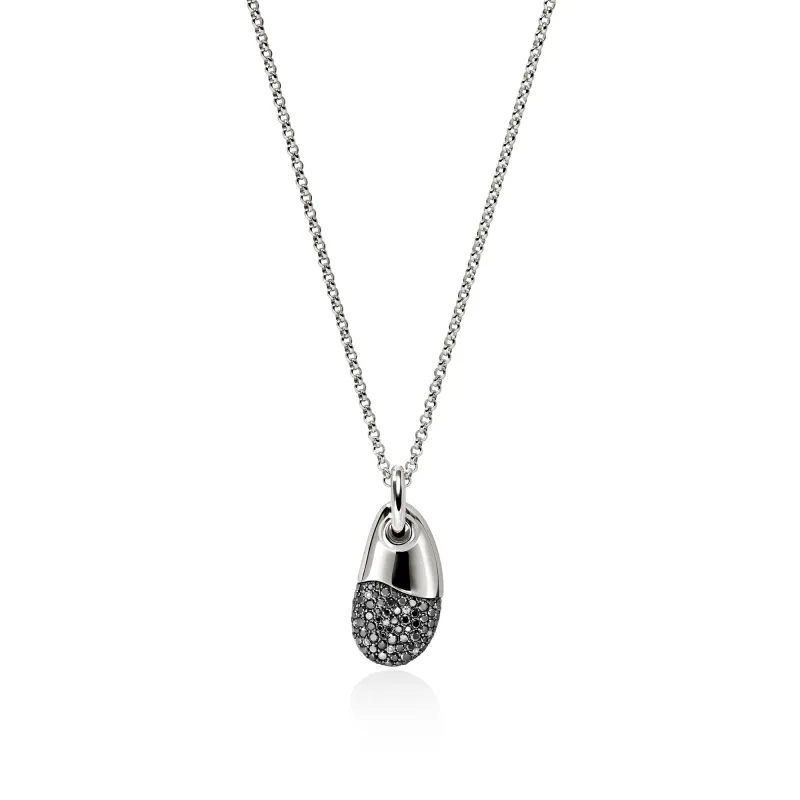 Pebble Necklace, Sterling Silver, Black Sand Diamond Pavé|NBP90124422BRDMDI sold by John Hardy