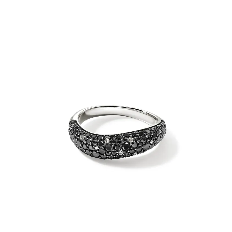 Surf Ring, Sterling Silver, Black Sand Diamond Pavé, 5.7MM|RBP9011302MDI sold by John Hardy