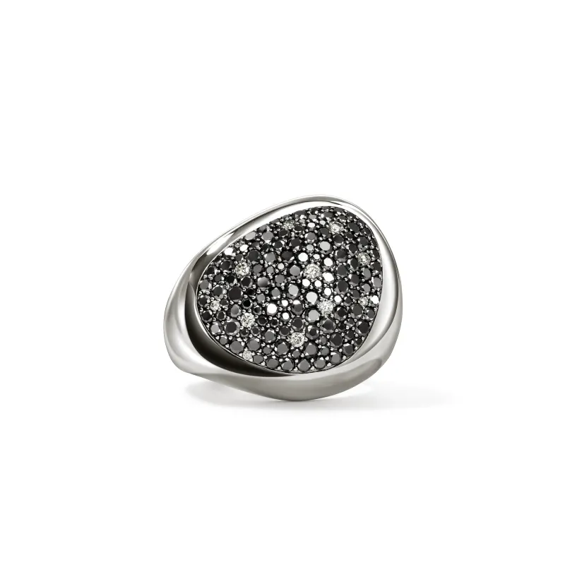 Pebble Ring, Sterling Silver, Black Sand Diamond Pavé|RBP987462MDI sold by John Hardy