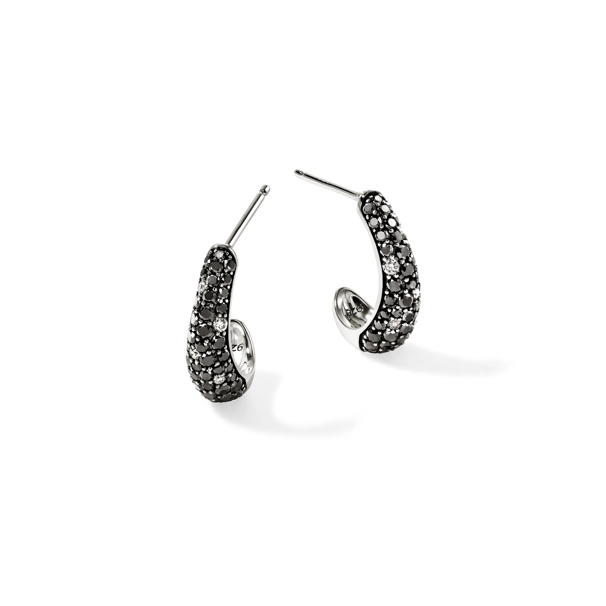 Surf Hoop Earring, Sterling Silver, Black Sand Diamond Pavé, 16MM|EBP90112322MDI sold by John Hardy product image thumbnail 3