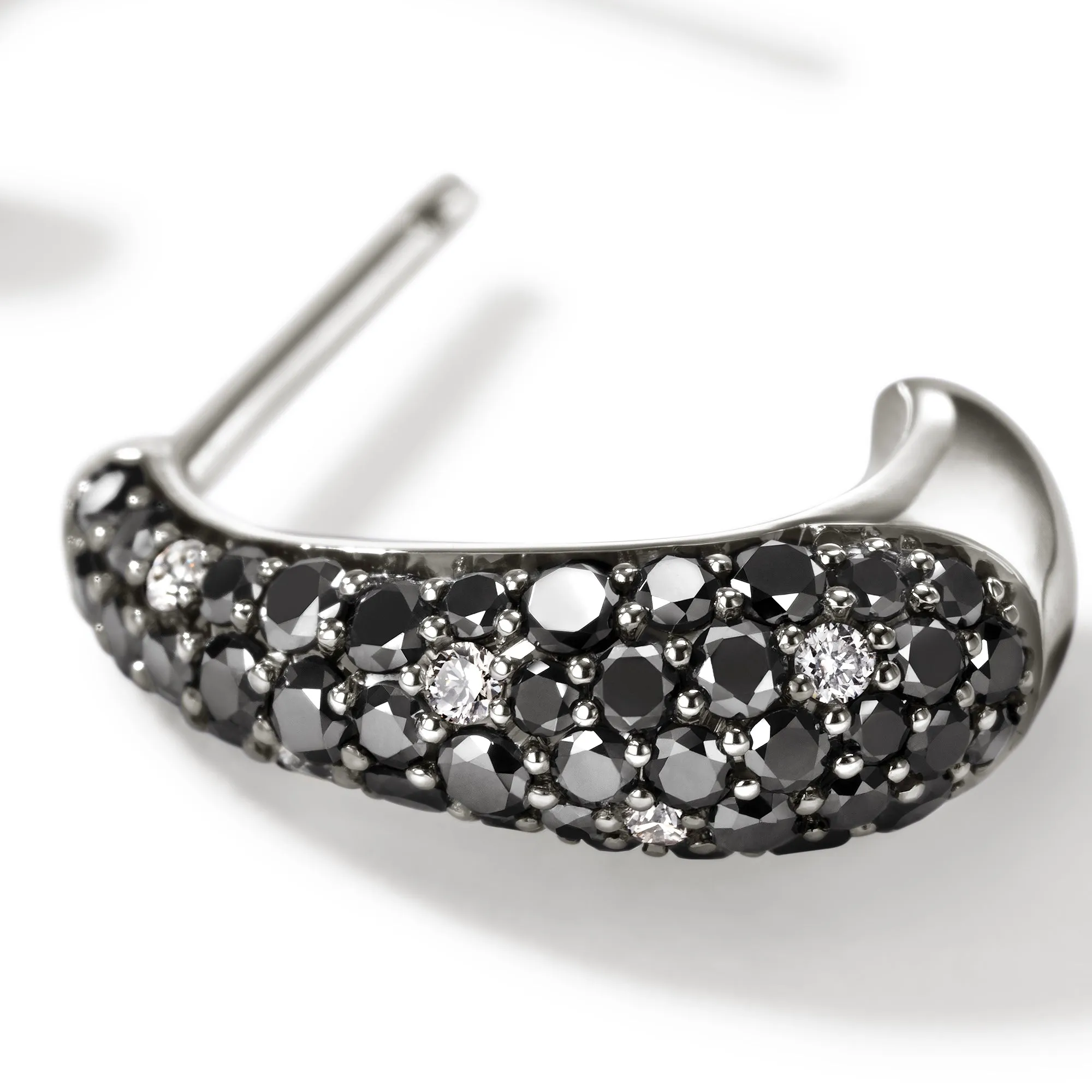 Surf Hoop Earring, Sterling Silver, Black Sand Diamond Pavé, 16MM|EBP90112322MDI sold by John Hardy product image thumbnail 2