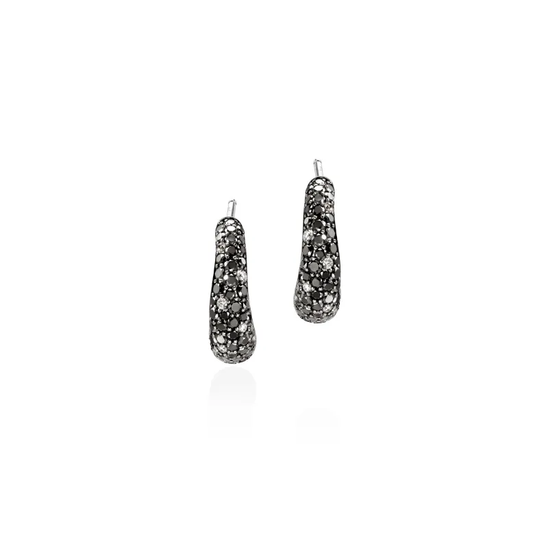 Surf Hoop Earring, Sterling Silver, Black Sand Diamond Pavé, 16MM|EBP90112322MDI sold by John Hardy