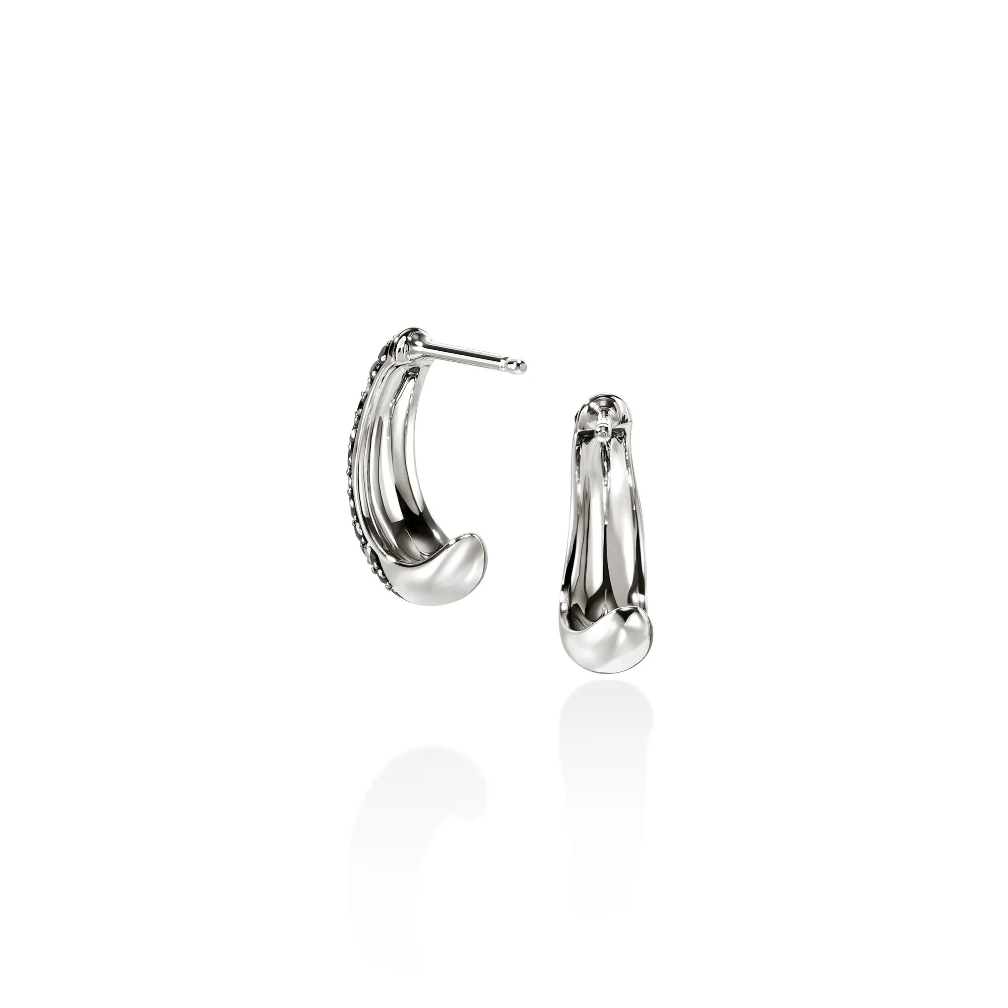 Surf Hoop Earring, Sterling Silver, Black Sand Diamond Pavé, 16MM|EBP90112322MDI sold by John Hardy product image thumbnail 4
