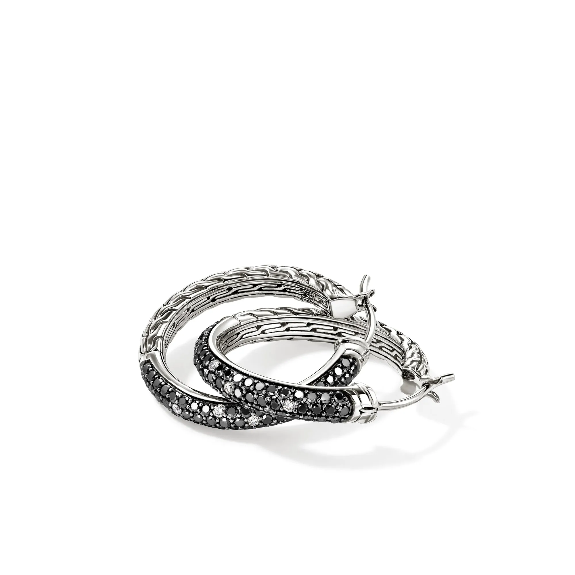 JH Essentials Hoop Earring, Sterling Silver, Black Sand Diamond Pavé, 22.5MM|EBP987102MDI sold by John Hardy product image thumbnail 3