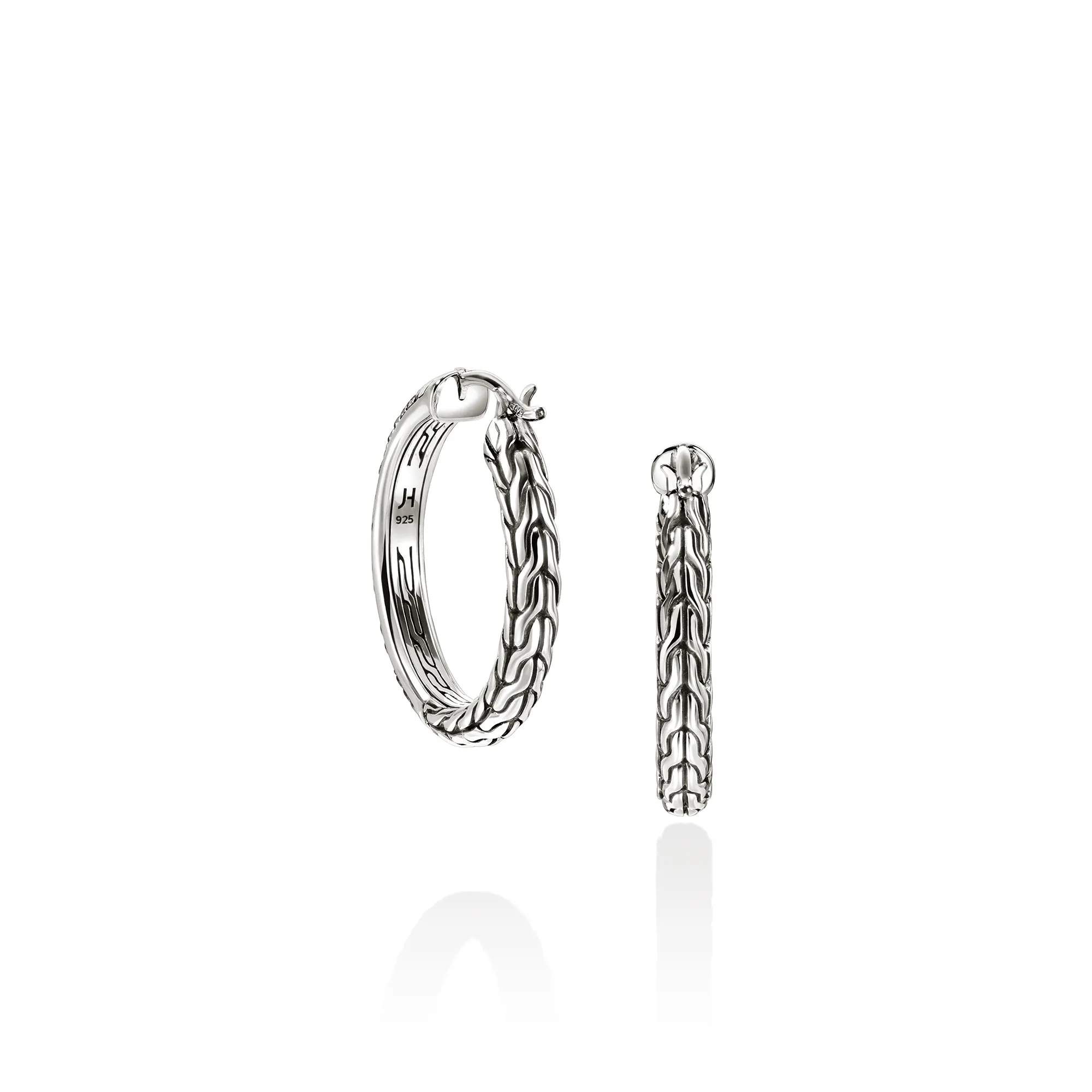 JH Essentials Hoop Earring, Sterling Silver, Black Sand Diamond Pavé, 22.5MM|EBP987102MDI sold by John Hardy product image thumbnail 4