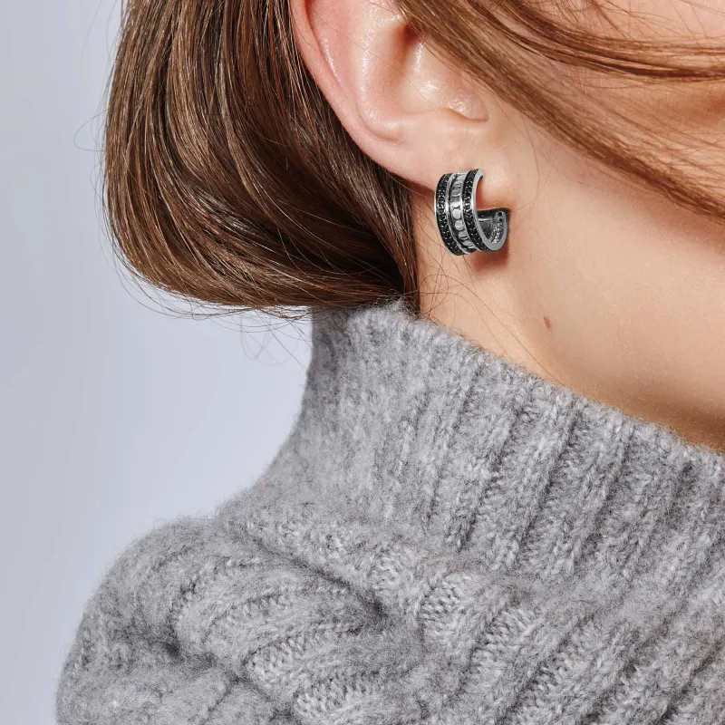 Small Hoop Earring with Black Spinel|EBS390074BN sold by John Hardy