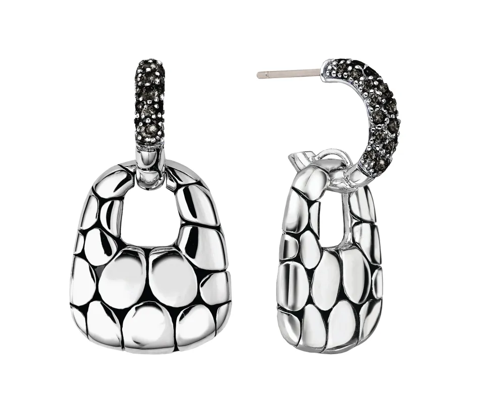 Door Knocker Hoop Drop Earrings with Treated Black Sapphire|EBS2326BLS sold by John Hardy