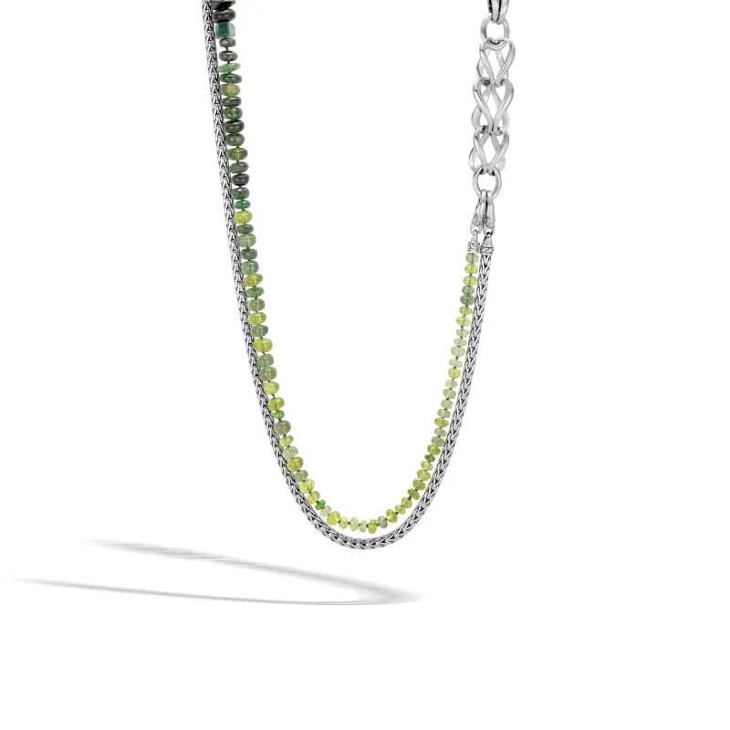Asli Classic Chain Link Double Row Necklace with Mixed Green|NBS902261CDSPE sold by John Hardy