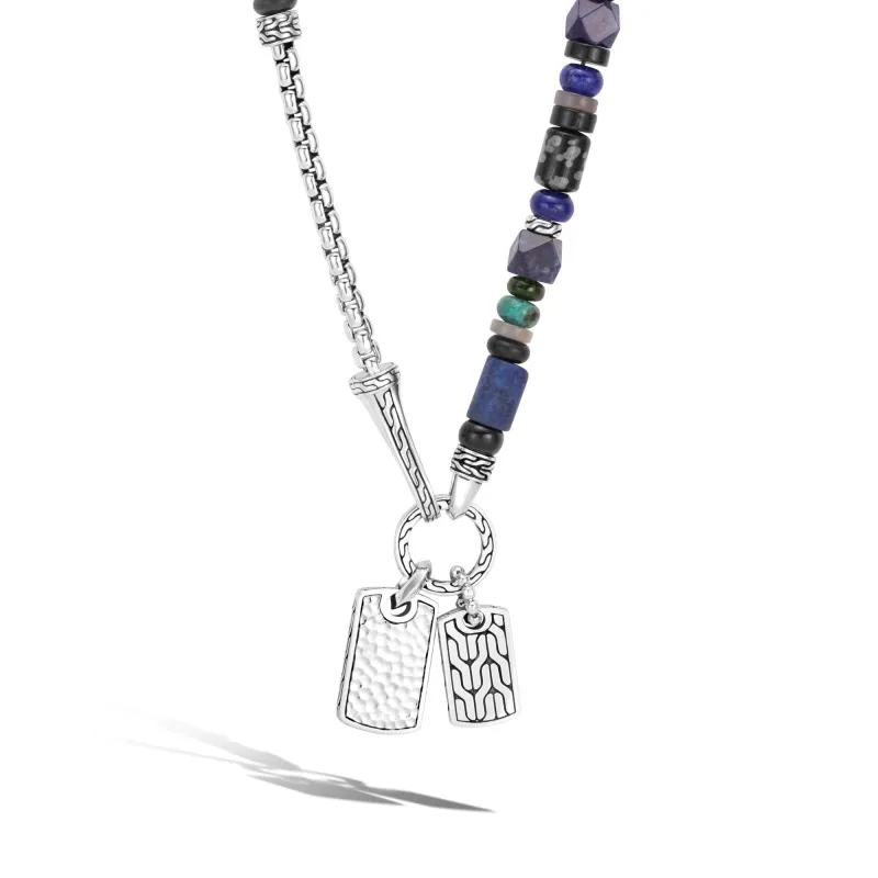 Beaded Tag Necklace, Silver, Gemstones|NMS900439LPZBONGT sold by John Hardy
