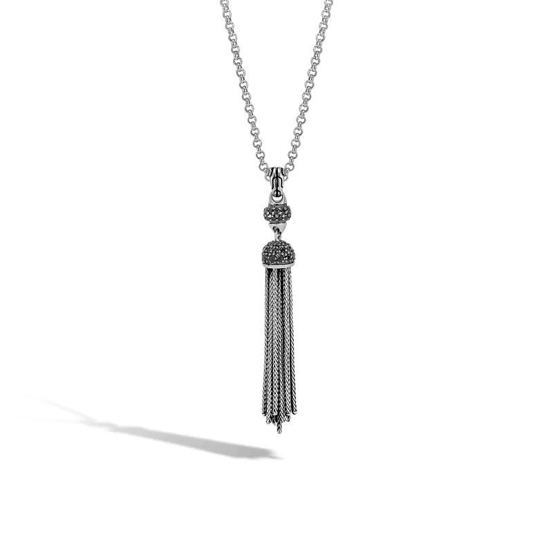 Tassel Pendant Necklace with Black Sapphire, Black Spinel|NBS9997124BLSBN sold by John Hardy