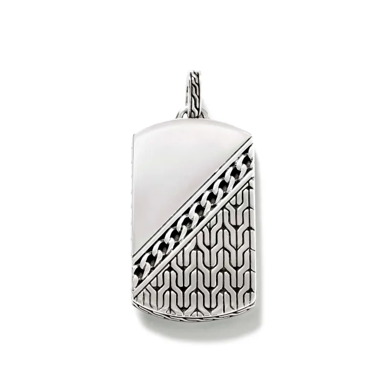 Carved Chain Tag Pendant, Sterling Silver|HM900807 made by John Hardy