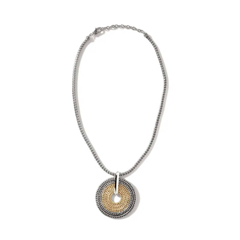 Rata Chain Pendant Necklace, Silver, Gold|NZ900970 made by John Hardy