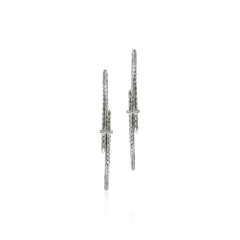Spear Hoop Earring, Sterling Silver, Diamonds, 77MM|EBP9012492DI sold by John Hardy