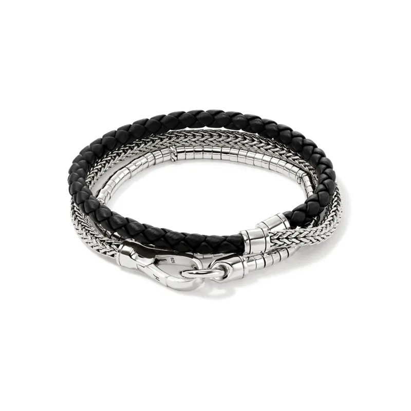 Heishi Chain Wrap, Sterling Silver, Leather|BU901256BL sold by John Hardy