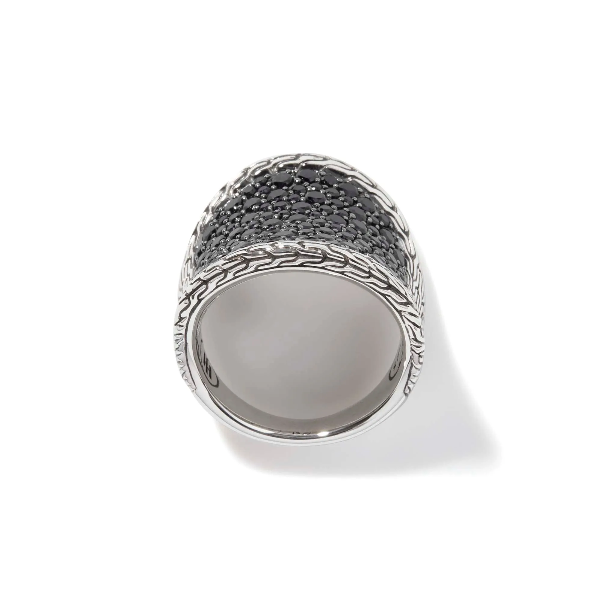Carved Chain Saddle Ring, Silver, Pavé|RBS90026334BLSBN sold by John Hardy product image thumbnail 4