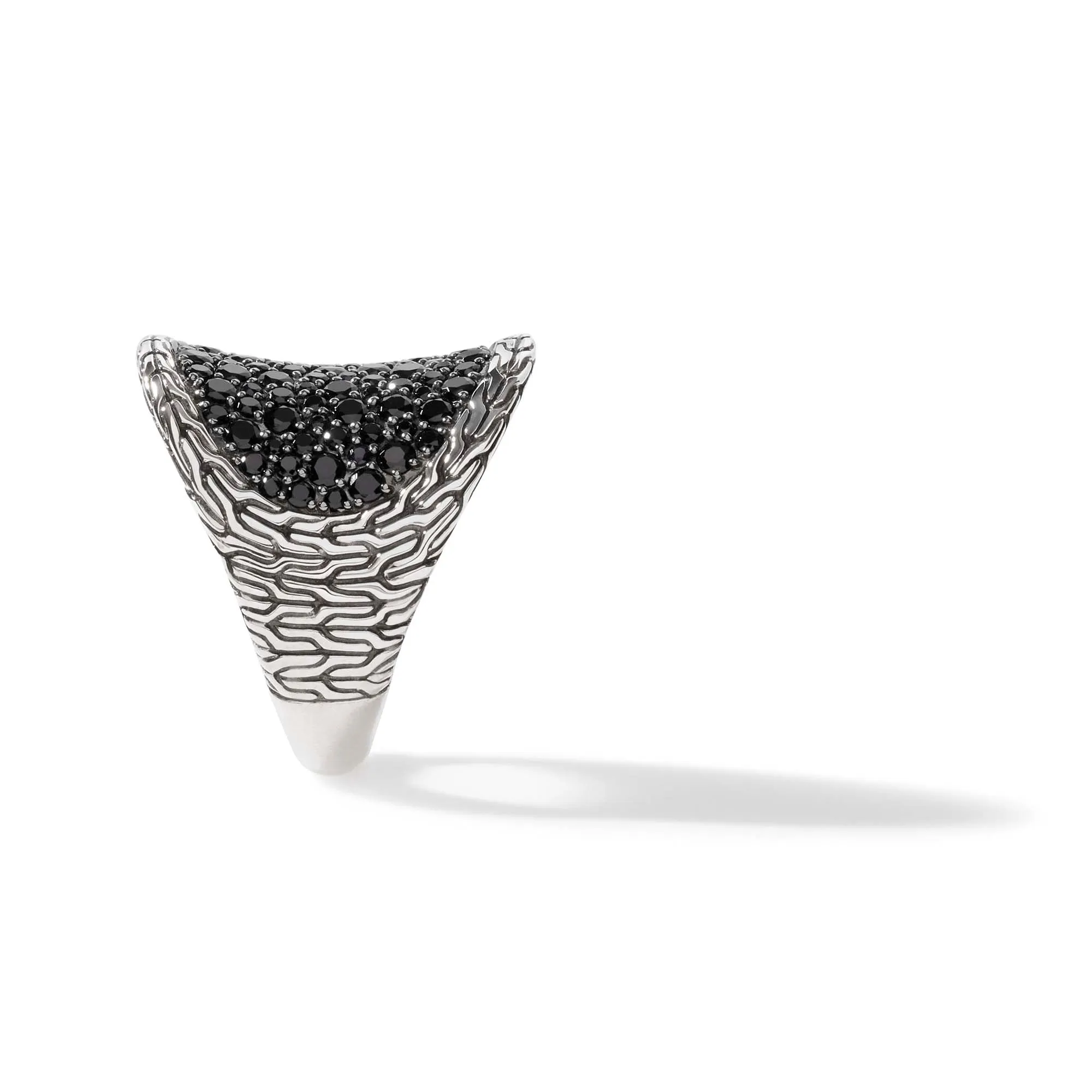 Carved Chain Saddle Ring, Silver, Pavé|RBS90026334BLSBN sold by John Hardy product image thumbnail 3