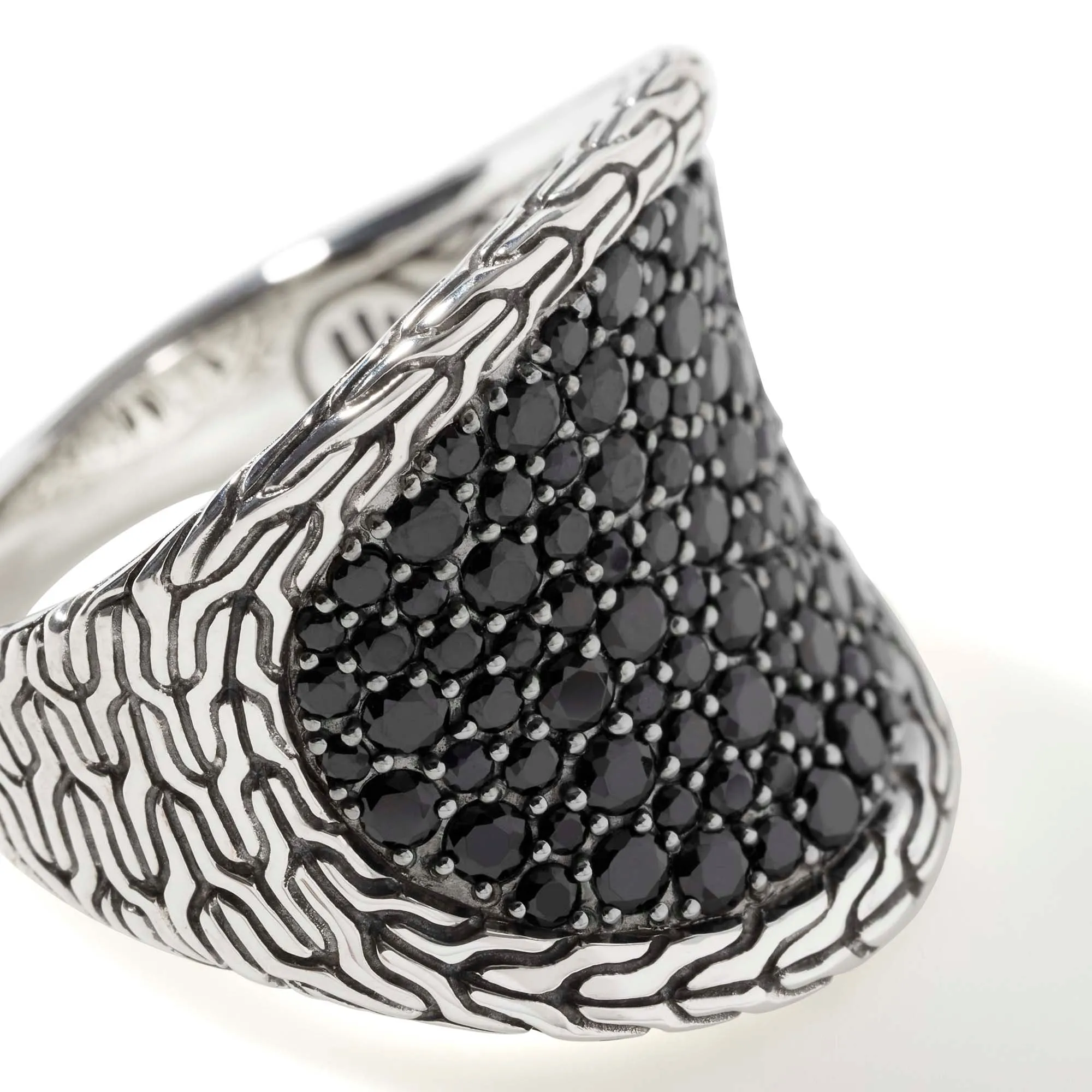 Carved Chain Saddle Ring, Silver, Pavé|RBS90026334BLSBN sold by John Hardy product image thumbnail 2
