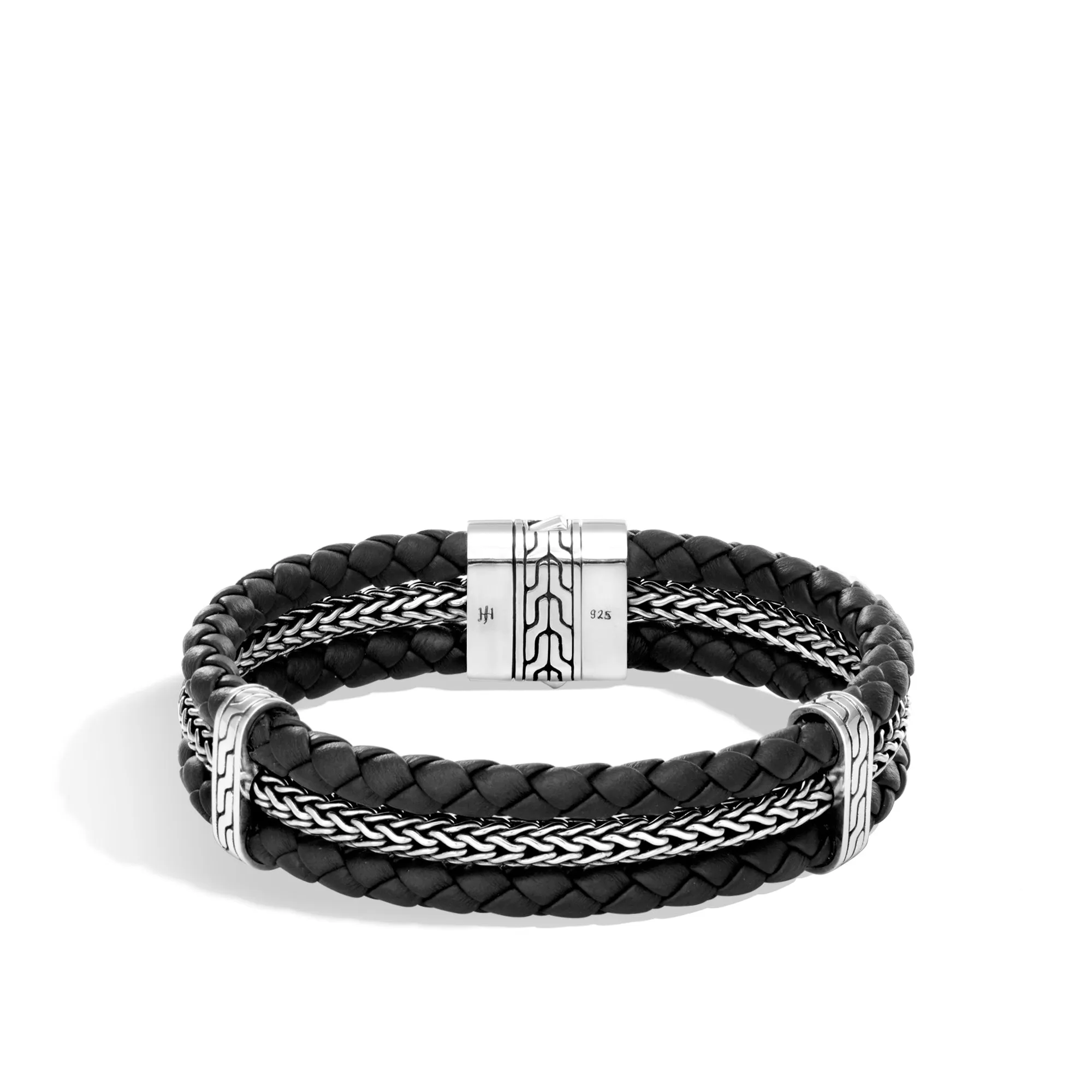 Leather Triple Row Bracelet, Sterling Silver|BM90148BL sold by John Hardy